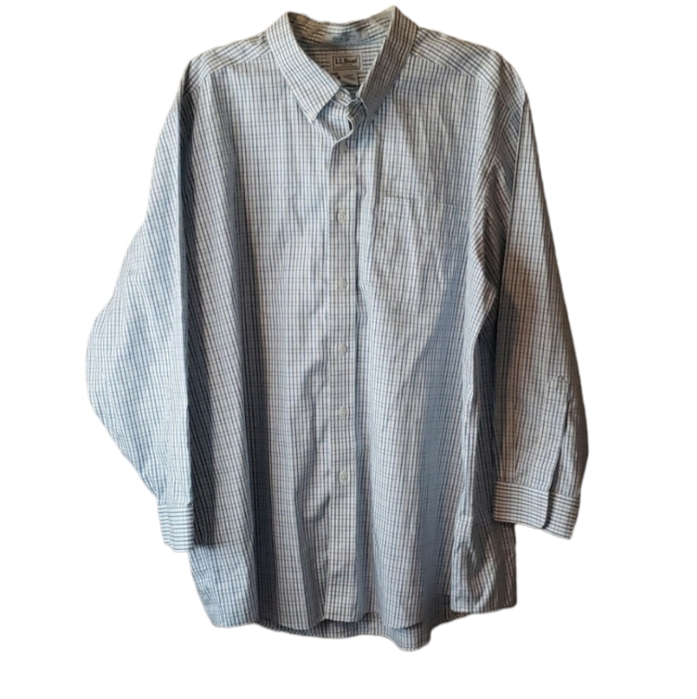 L.L. Bean Oxford Blue and Teal Blue Wrinkle Resistant Traditional Fit N18